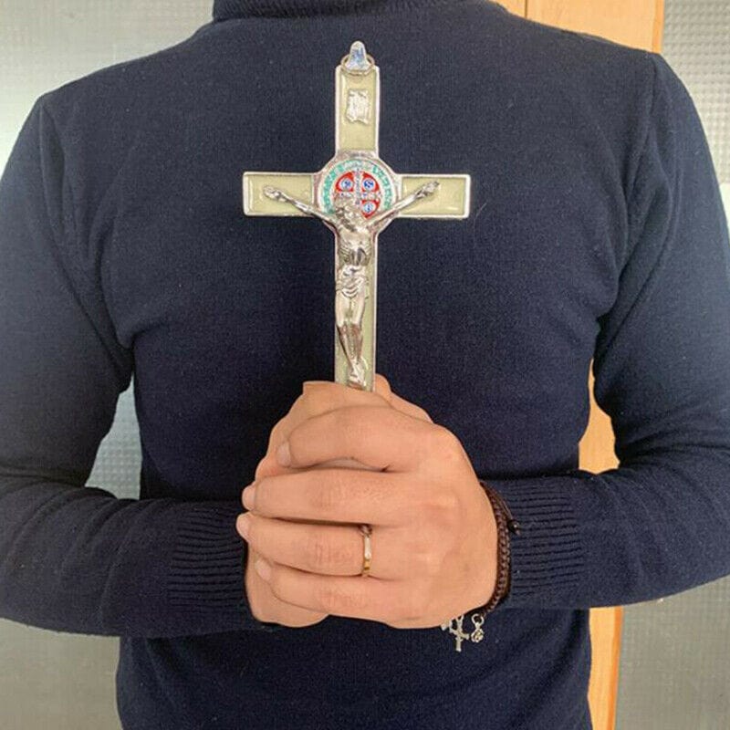 Glowing Wall Cross – St. Benedict Protection by Divina