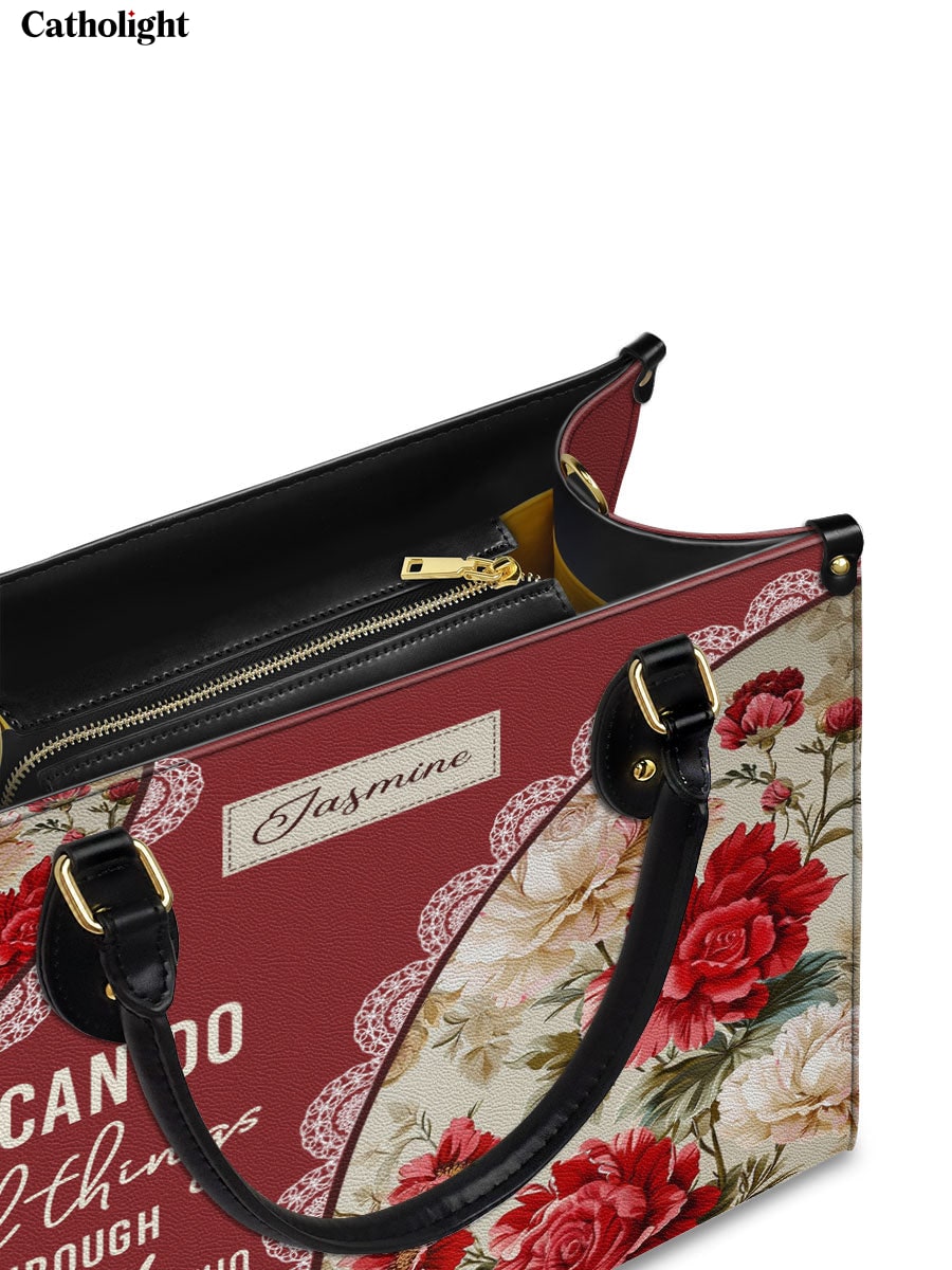 Divina  Blooming With Faith Personalized Leather Bag