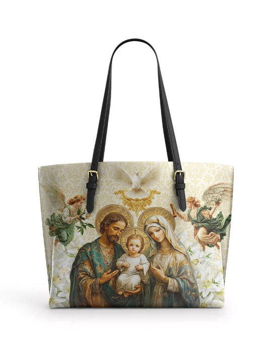 Divina Holy Family Sacred Leather Tote Bag
