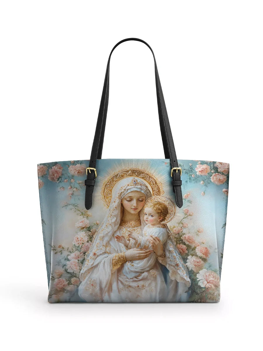 Divina  Celestial Love Keeper  Leather Tote Bag