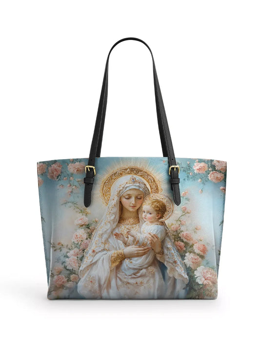 Divina  Celestial Love Keeper  Leather Tote Bag