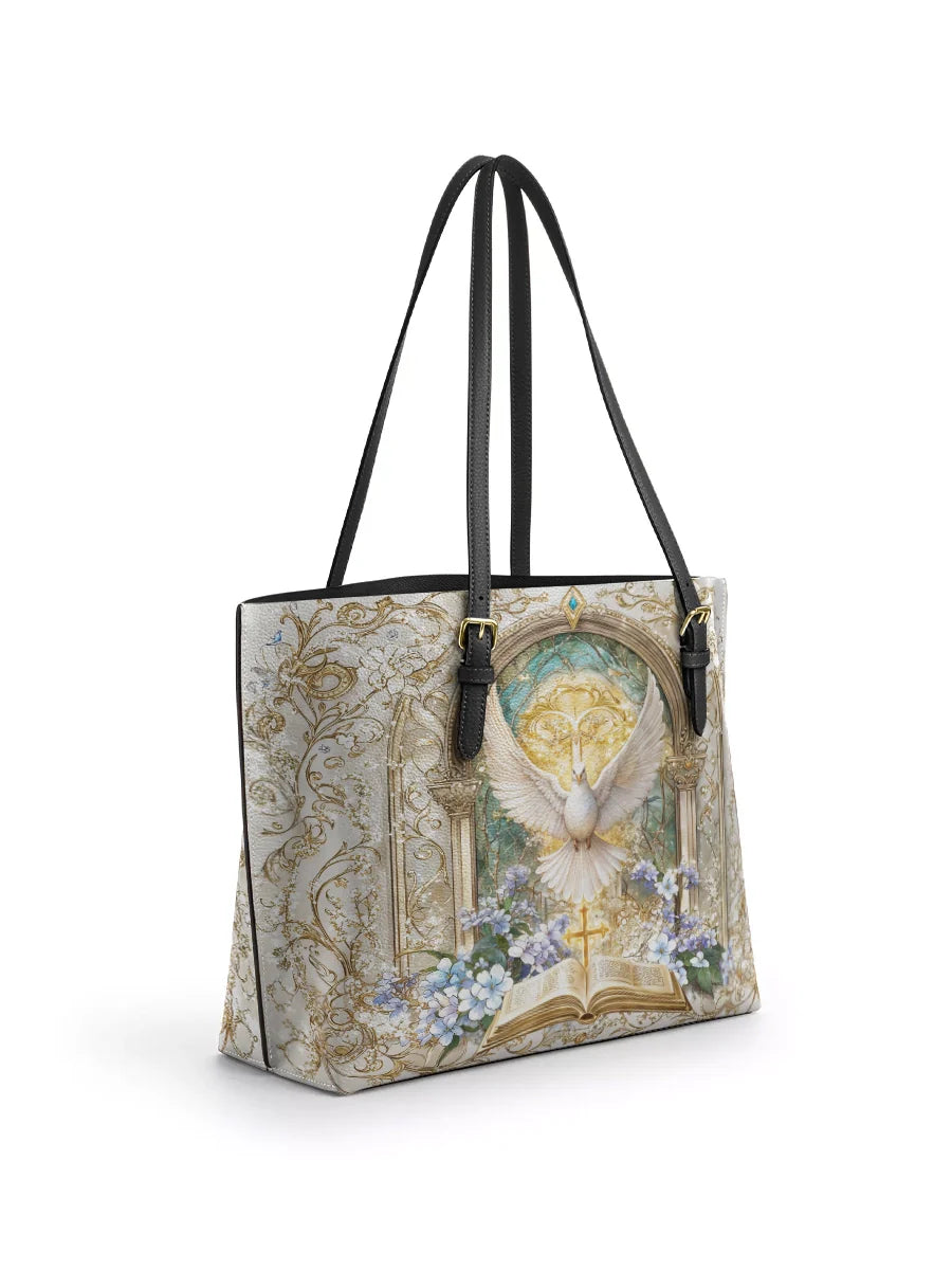 Divina  Sanctuary of the Holy Spirit  Leather Tote Bag
