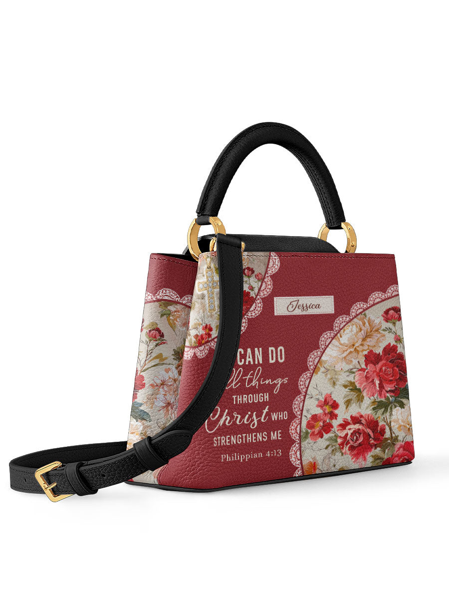 Divina Blooming With Faith Personalized Leather Satchel Bag
