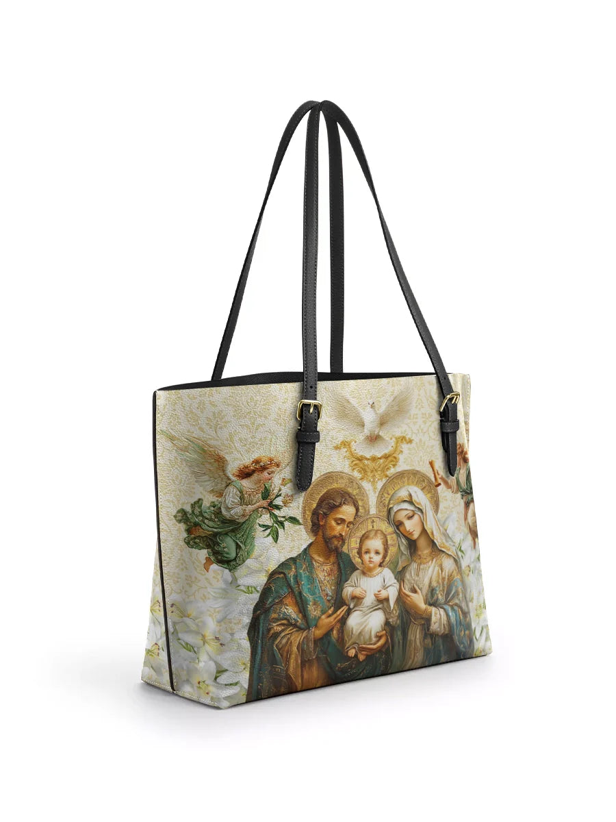 Divina Holy Family Sacred Leather Tote Bag