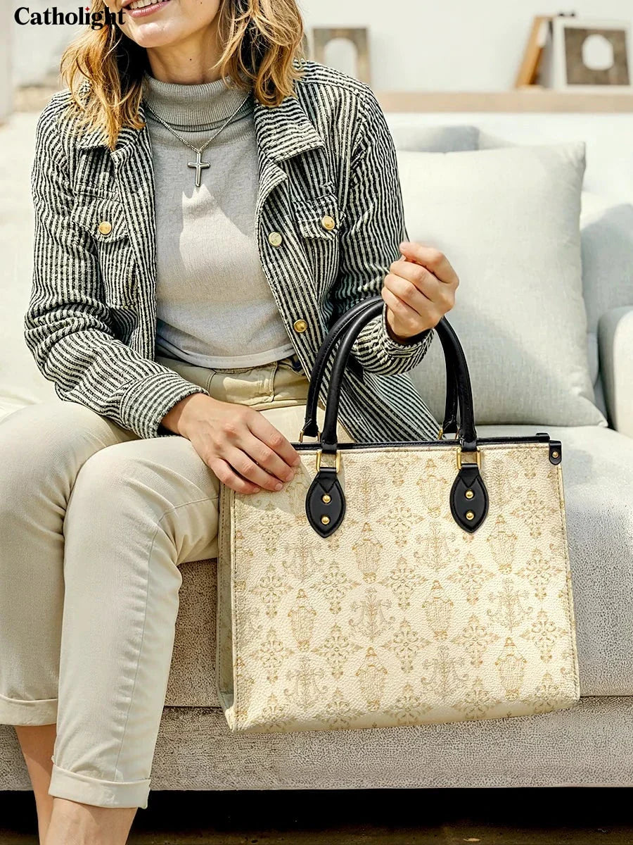 Divina  The Ave Maria Pattern Leather Bag