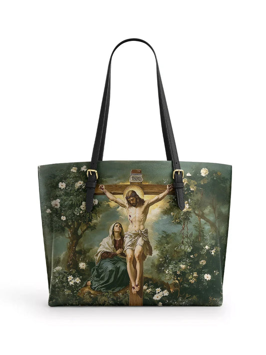 Divina The Cross of Redemption Leather Tote Bag