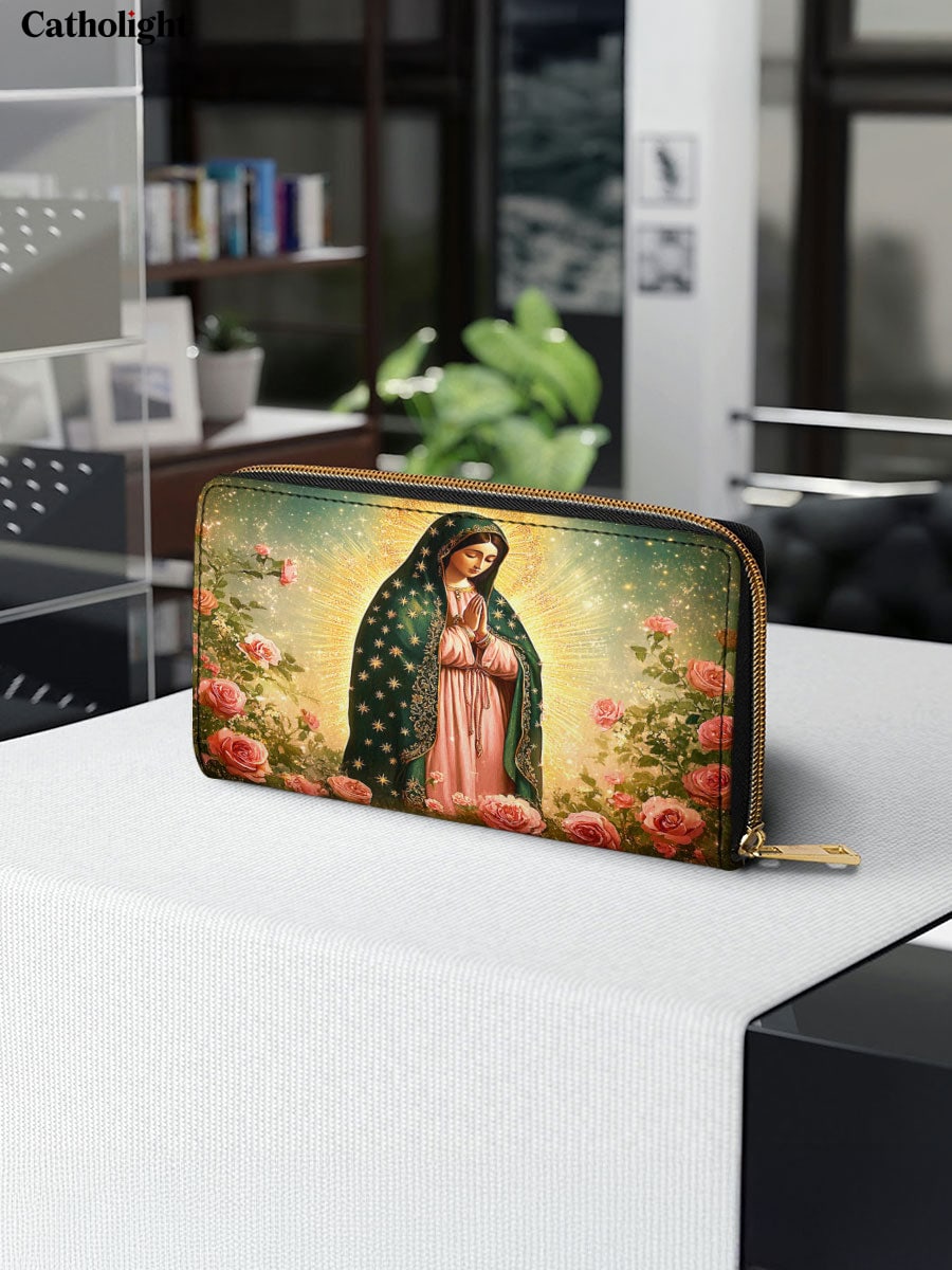 Divina  Roses of Guadalupe Leather Wallet Purse