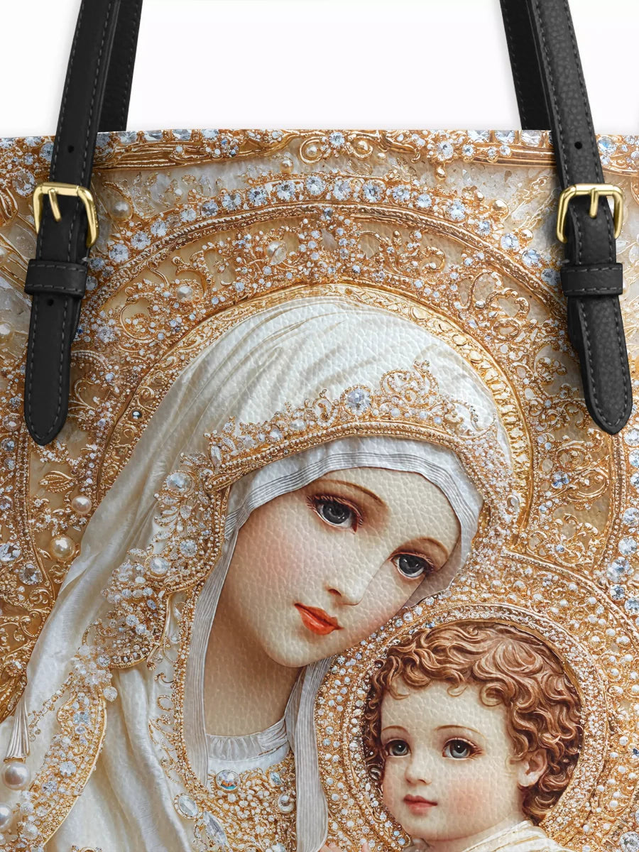 Divina Heavenly Grace In Radiant Splendor Leather Tote Bag