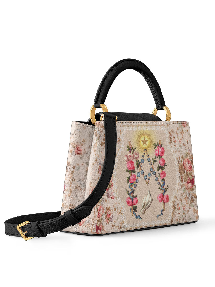 Divina Roses of the Rosary Leather Satchel Bag