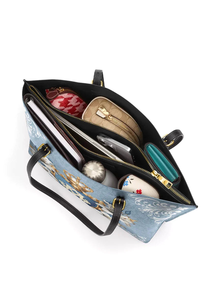Divina Crown Of Grace Leather Tote Bag