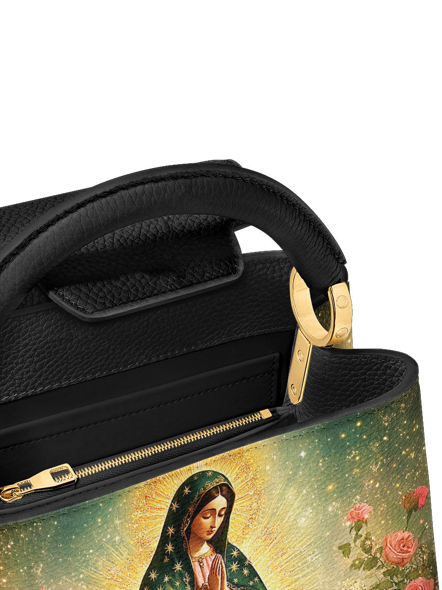 Divina Roses of Guadalupe Leather Satchel Bag