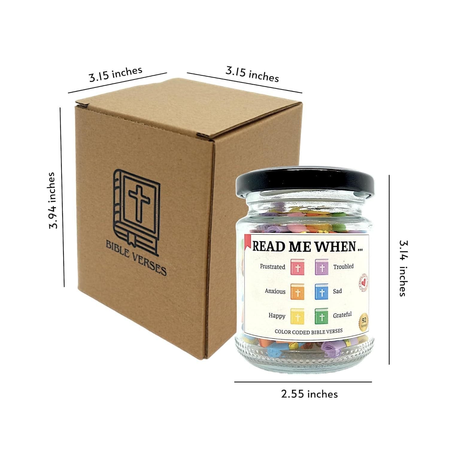 Hand Rolled 90 Day Bible Verses Jar (Comes With Christian Gift Box) (GIFTING OFFER)