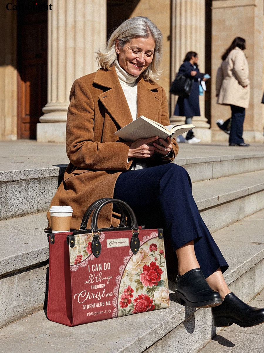 Divina  Blooming With Faith Personalized Leather Bag