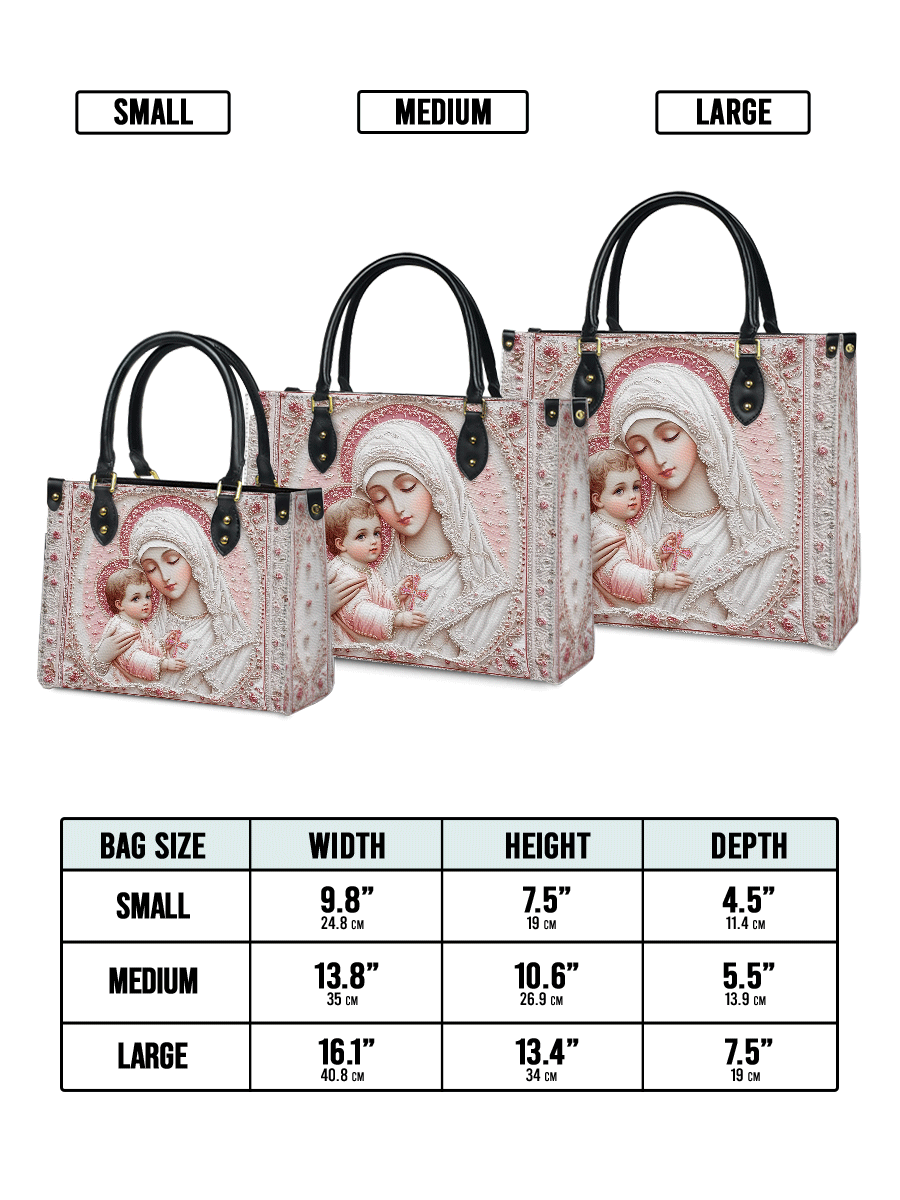 Divina Sacred Serenity: The Madonna’s Tender Embrace Leather Bag