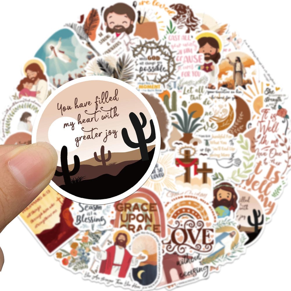 50 Bible Religious Cartoon Graffiti Stickers