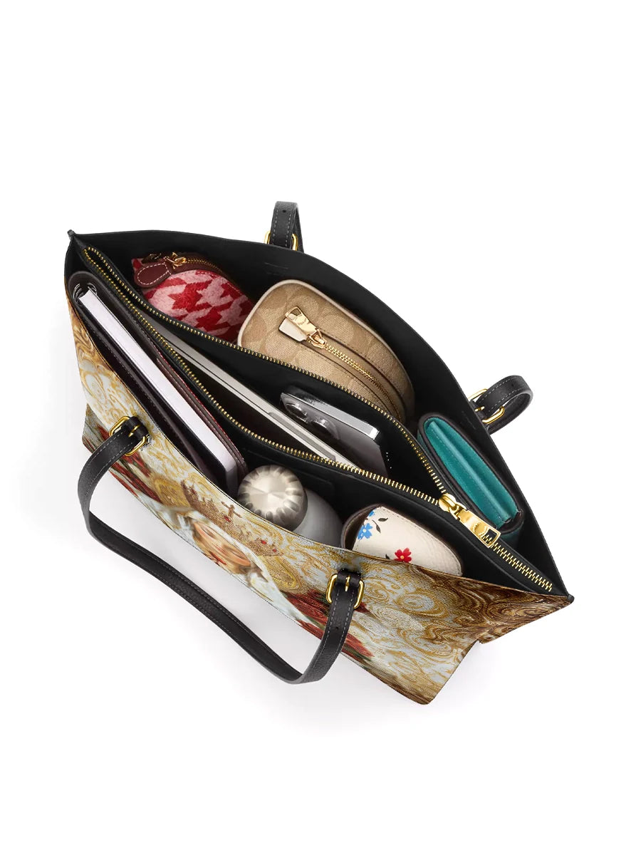 Divina Lady of Fatima Elegance Leather Tote Bag