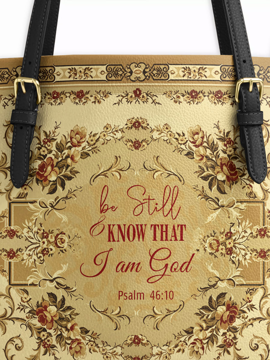 Divina Psalm of Peace Leather Tote Bag
