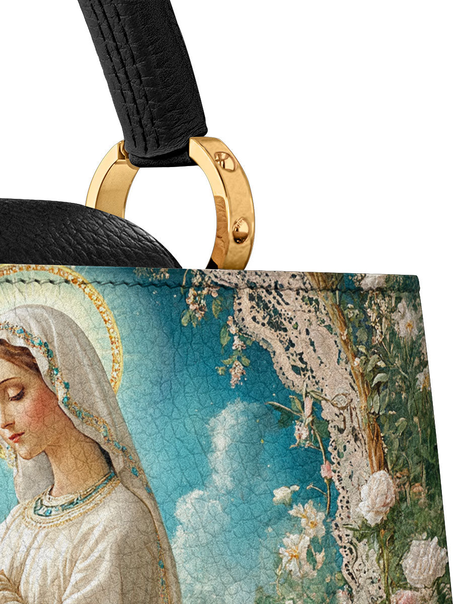 Divina Lady Of Lourdes Leather Satchel Bag