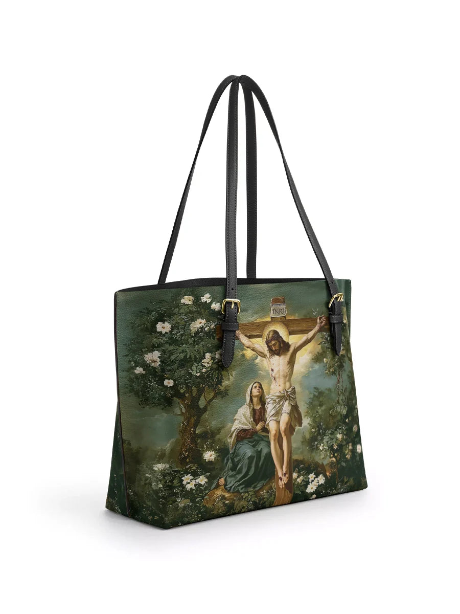 Divina The Cross of Redemption Leather Tote Bag