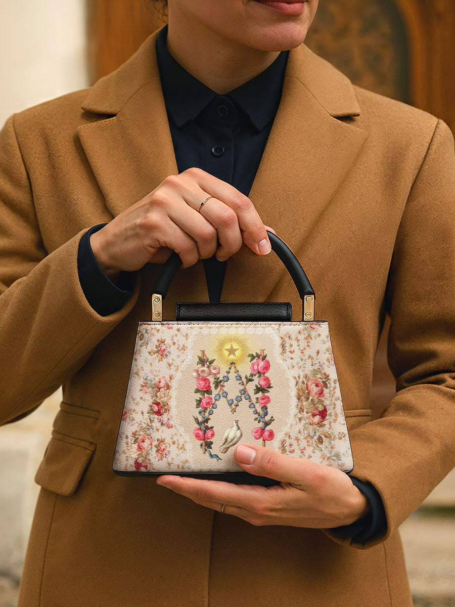 Divina Roses of the Rosary Leather Satchel Bag