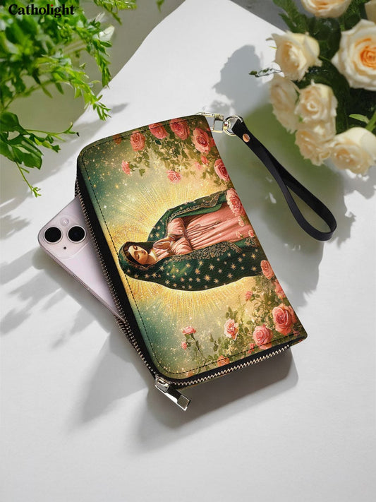 Divina  Roses of Guadalupe Leather Wallet Purse