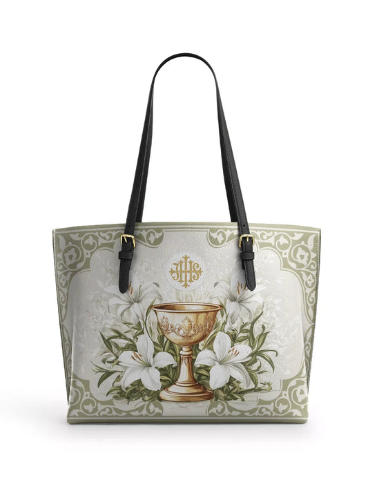 Divina The Holy Eucharist Leather Tote Bag
