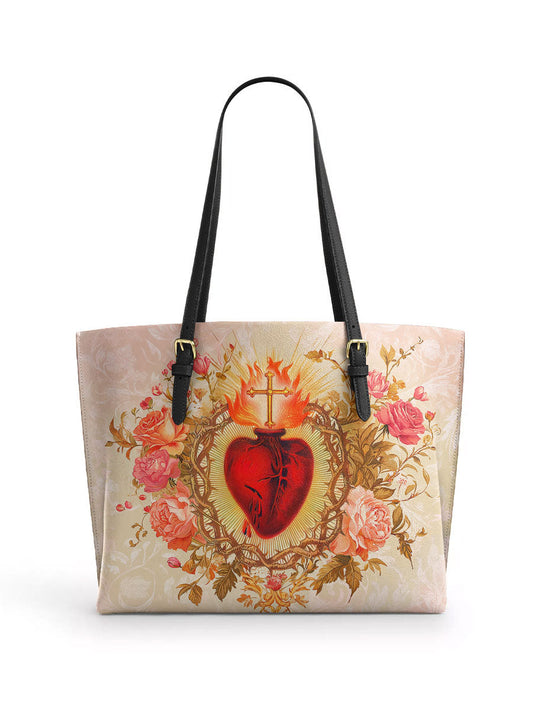 Divina Sacred Heart of Grace Leather Tote Bag