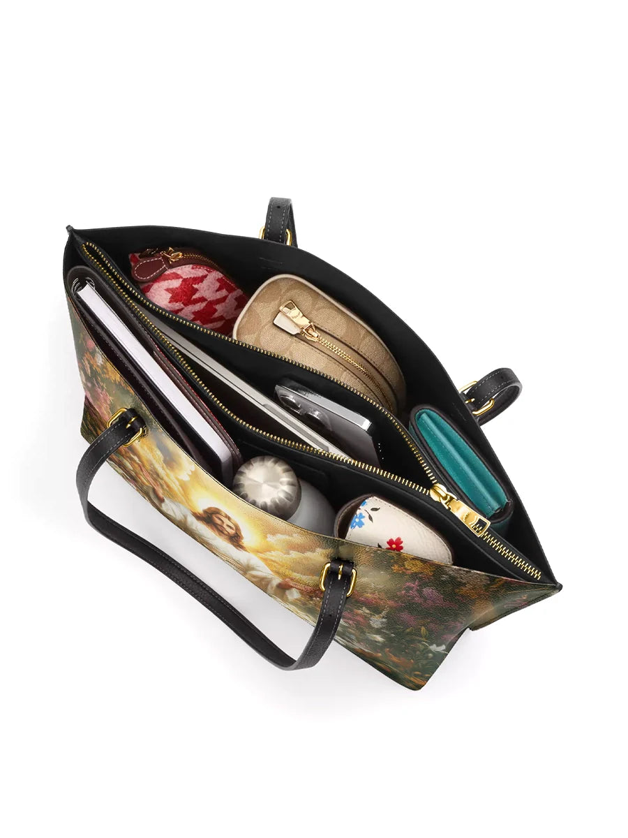 Divina Resurrection Bloom Leather Tote Bag