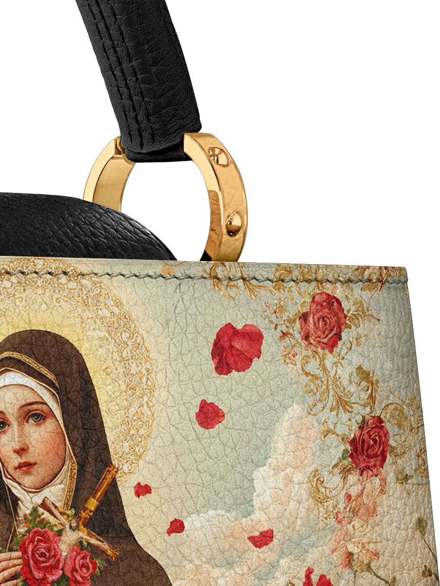 Divina Little Flower Elegance Leather Satchel Bag