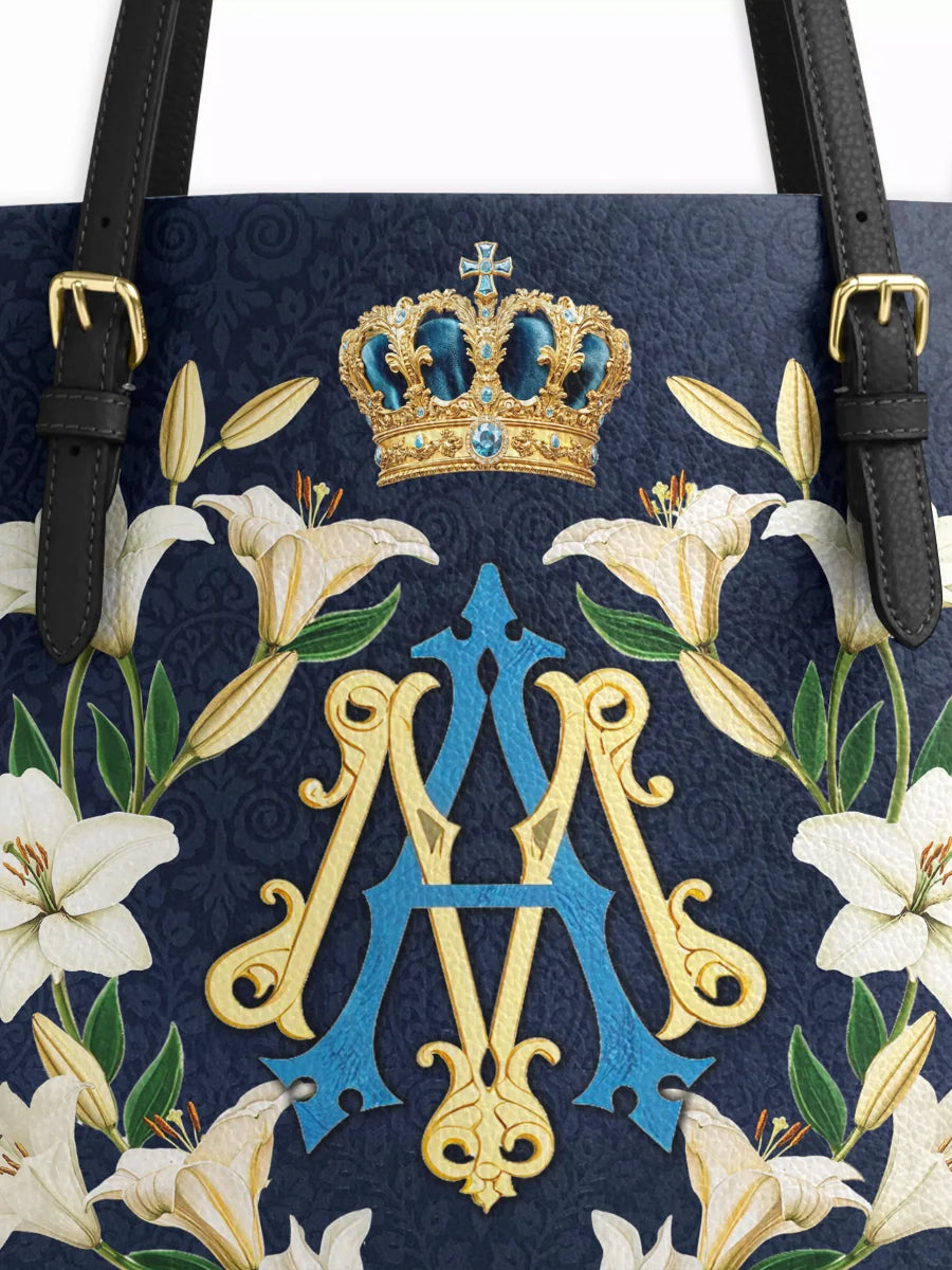 Divina Crown Of Grace Leather Tote Bag