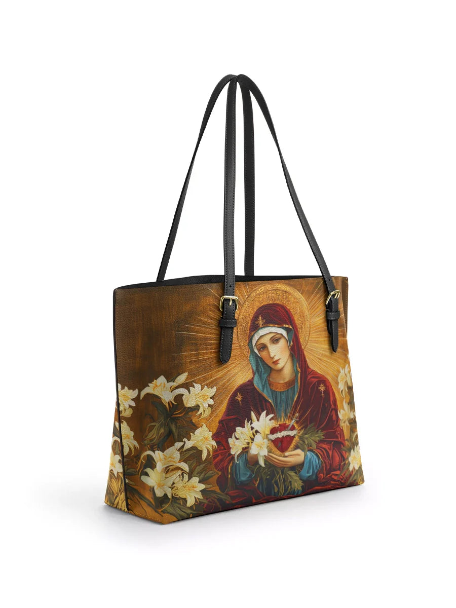 Divina The Lily Of Purity Leather Tote Bag