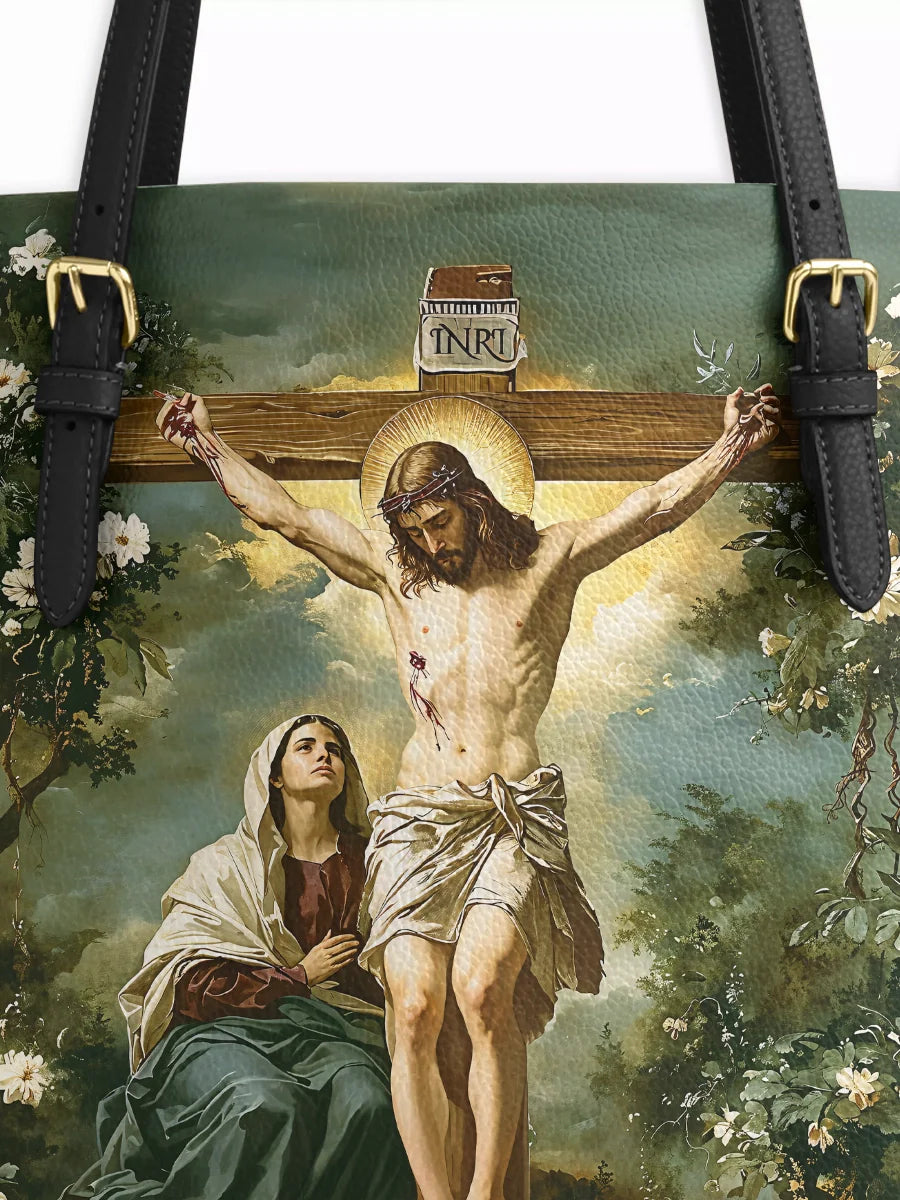 Divina The Cross of Redemption Leather Tote Bag
