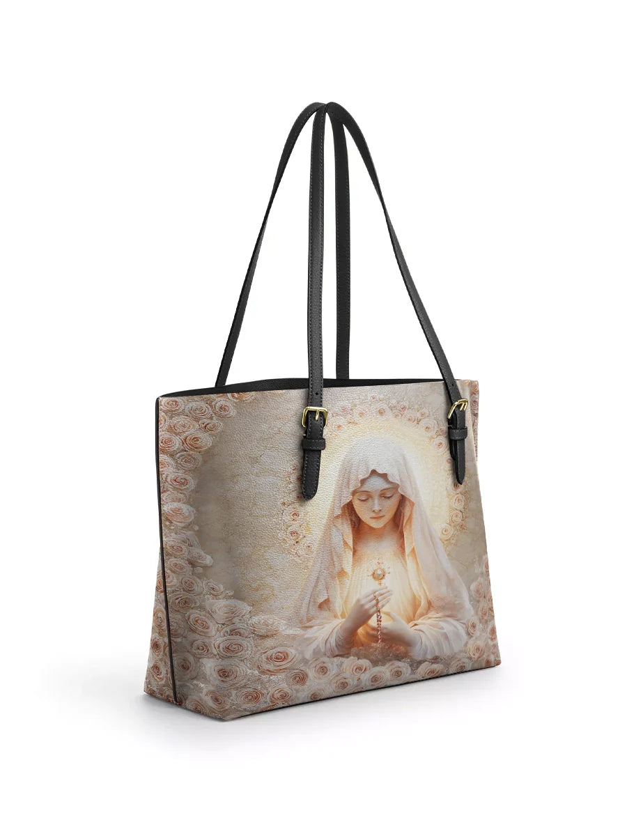 Divina Eucharistic Grace Leather Tote Bag