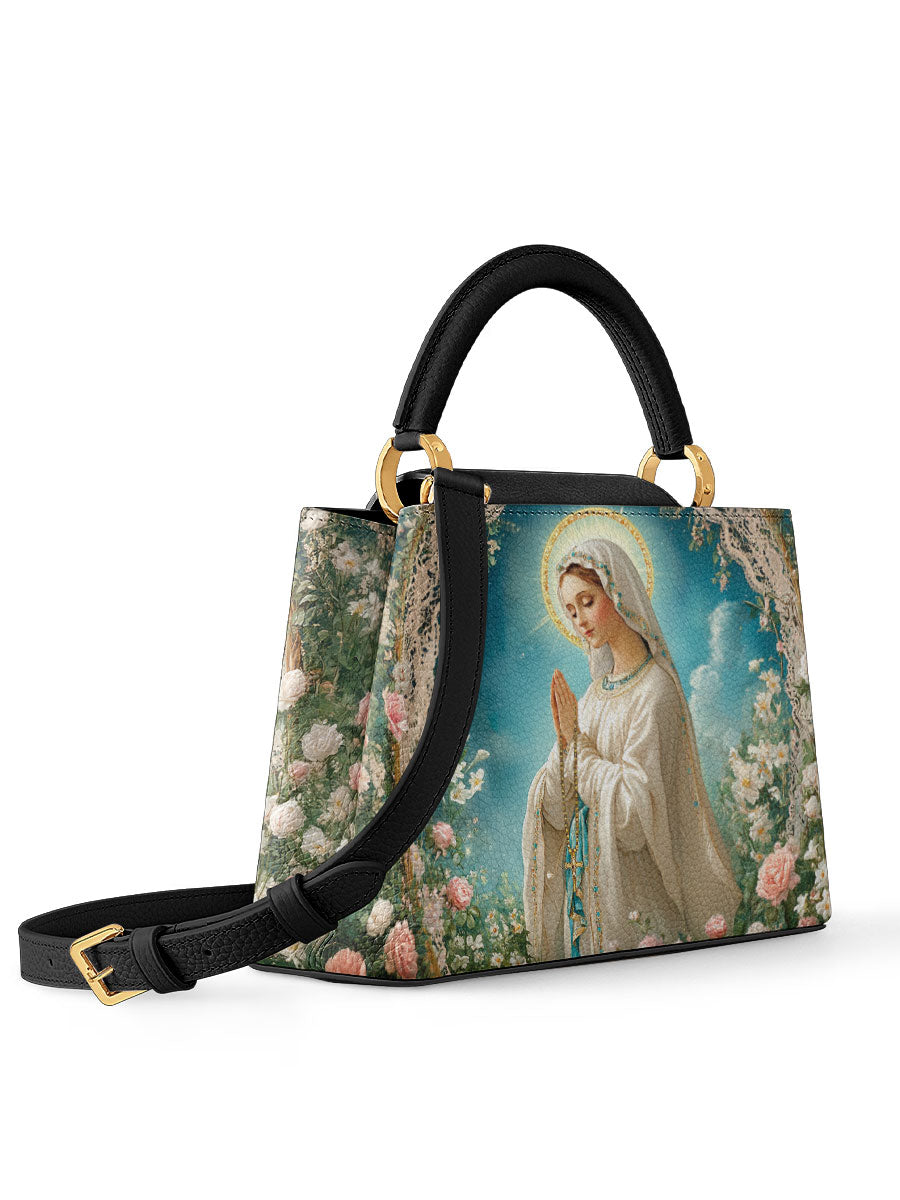 Divina Lady Of Lourdes Leather Satchel Bag