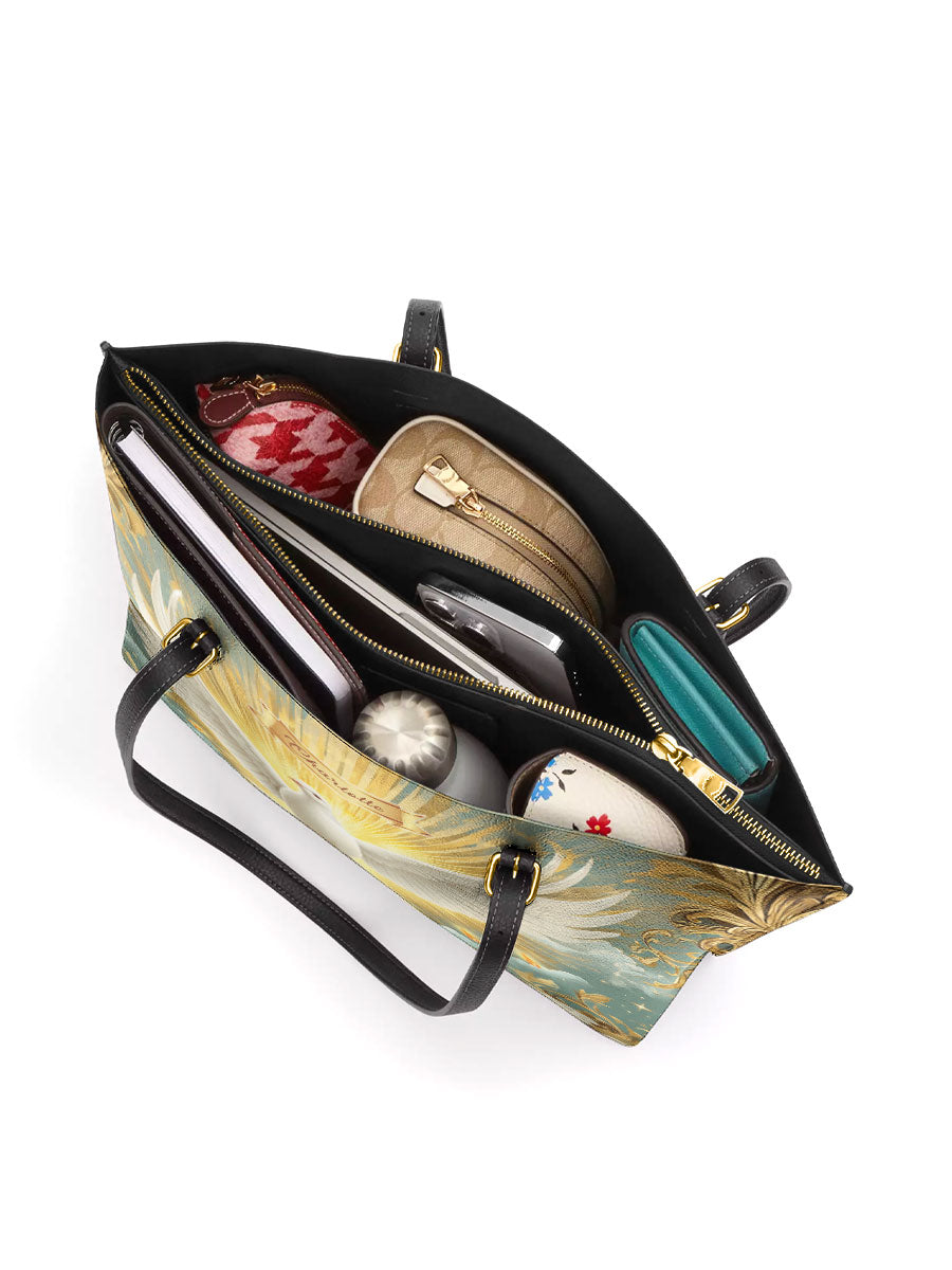 Divina  Grace of the Holy Spirit Personalized Leather Tote Bag