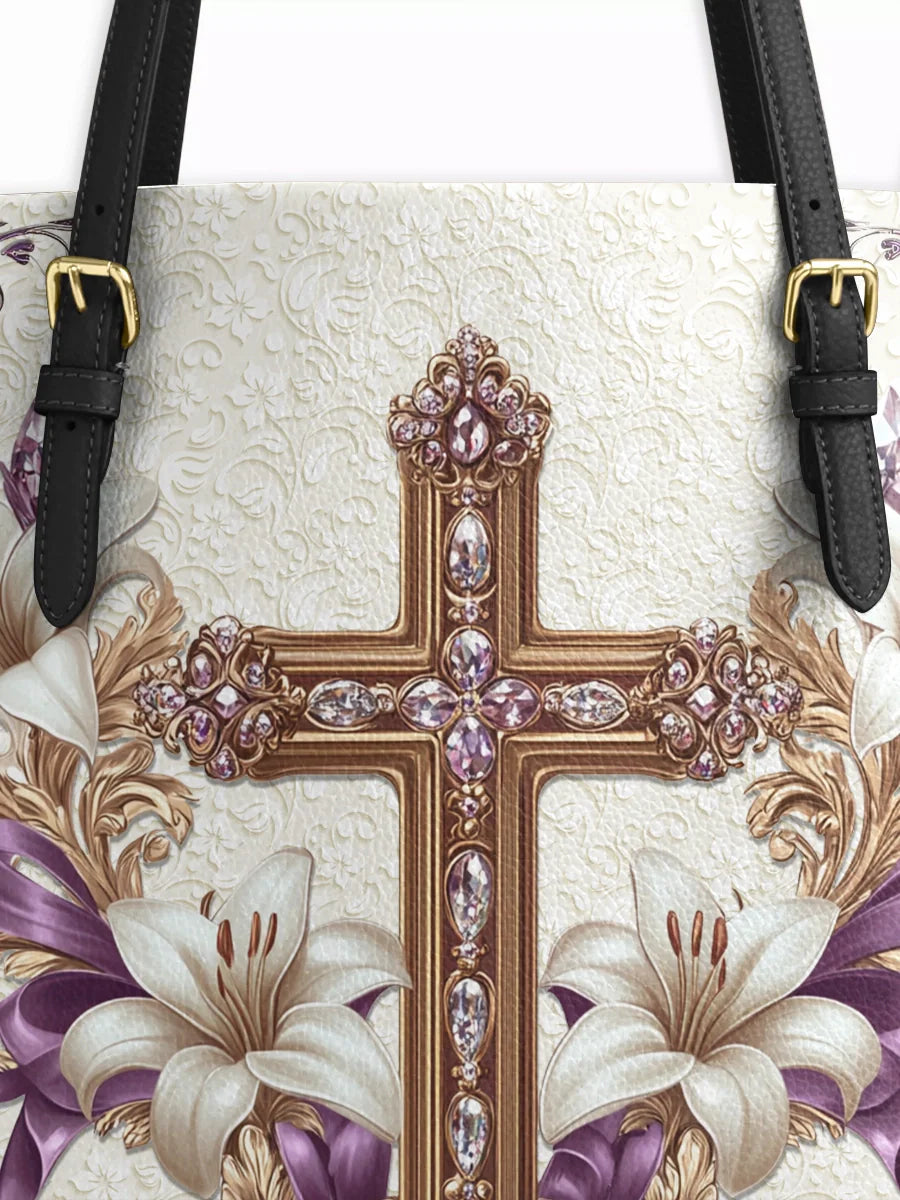 Divina Faith & Florals Leather Tote Bag