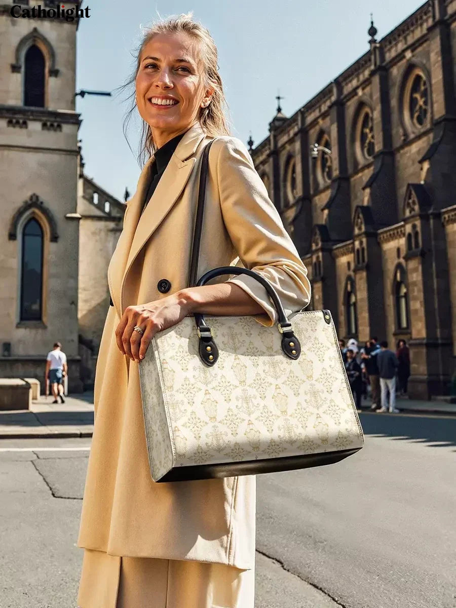 Divina  The Ave Maria Pattern Leather Bag