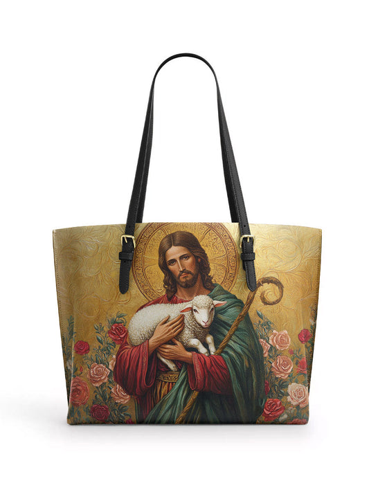Divina Lamb of Grace Leather Tote Bag