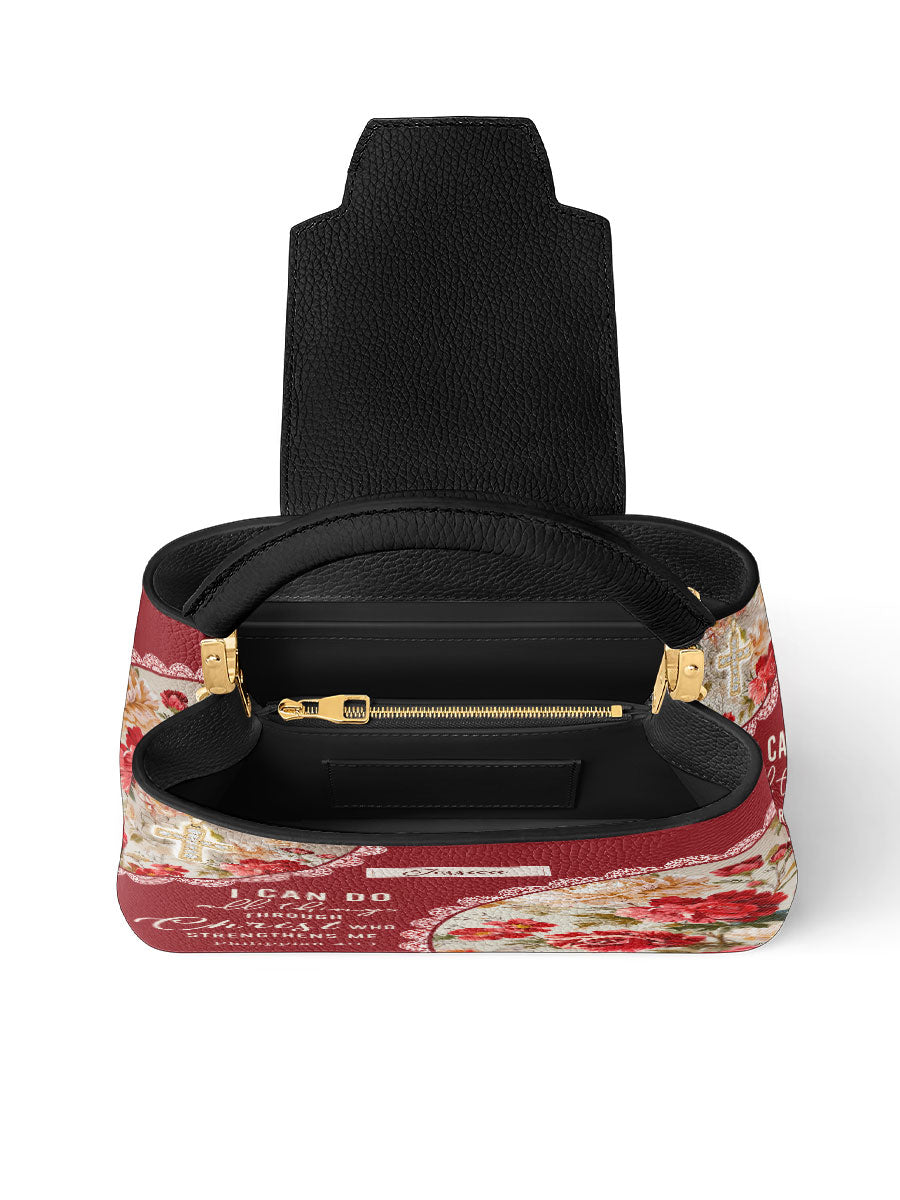 Divina Blooming With Faith Personalized Leather Satchel Bag