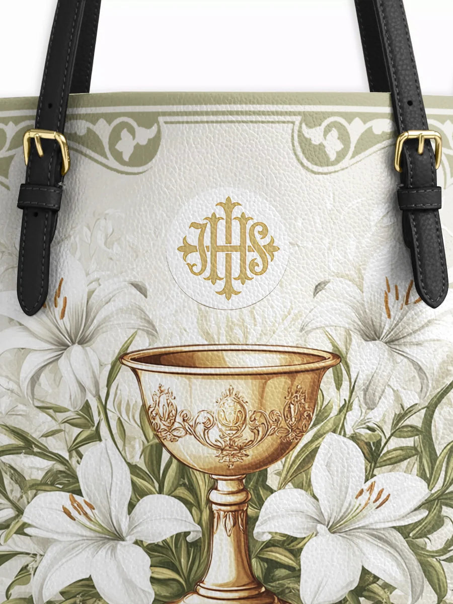 Divina The Holy Eucharist Leather Tote Bag