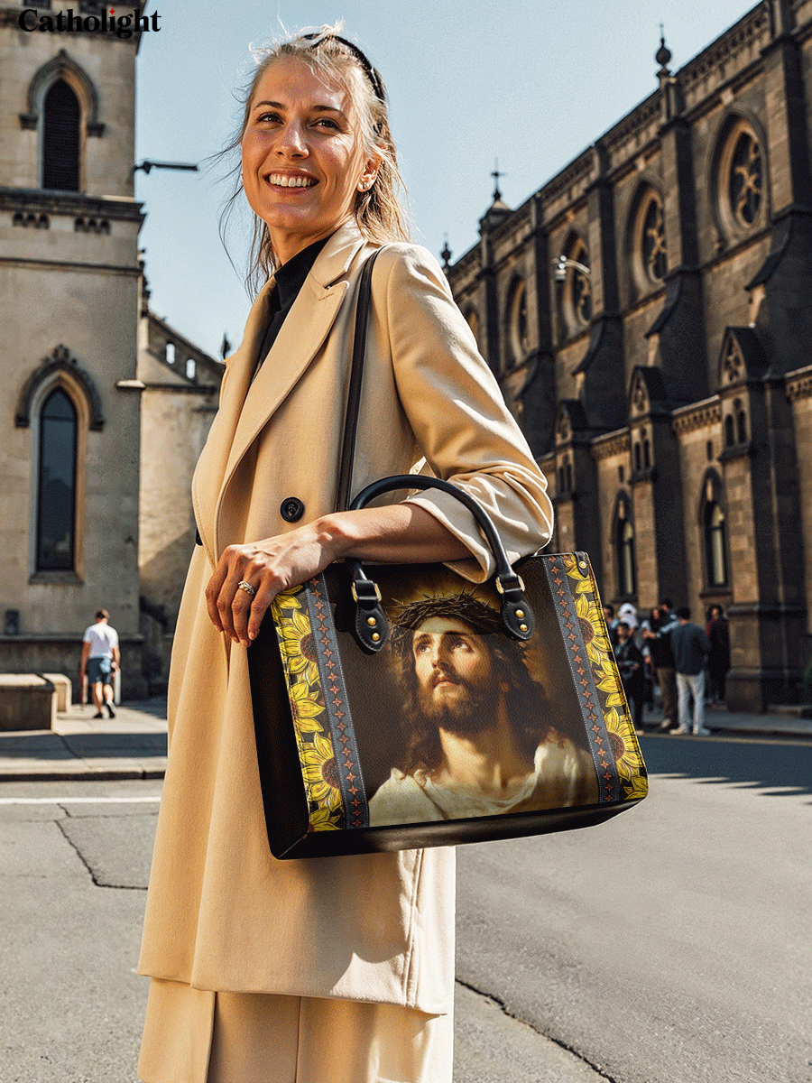 Divina  Crown of Thorns and Sunflower Grace Leather Bag