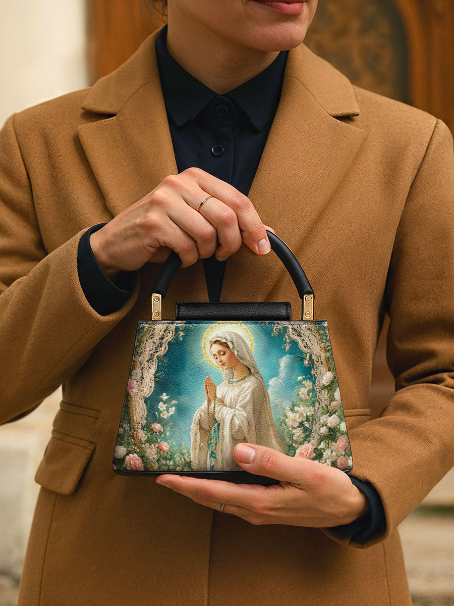 Divina Lady Of Lourdes Leather Satchel Bag