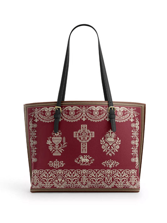 Divina Liturgical Elegance Leather Tote Bag