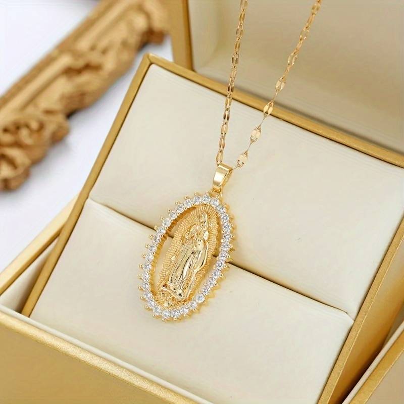 Zircon decorated 'Virgin Mary' Necklace by Divina