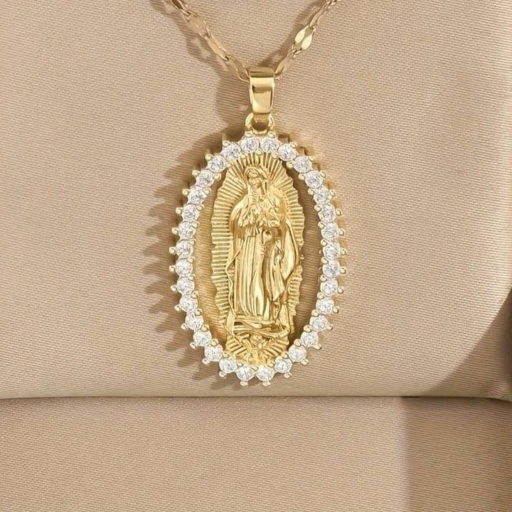 Zircon decorated 'Virgin Mary' Necklace by Divina